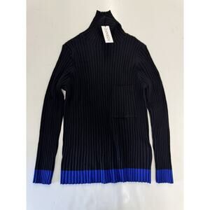 ZANKOV Merino Wool Black Meyer Ribbed Turtle Neck Size XL NWT!